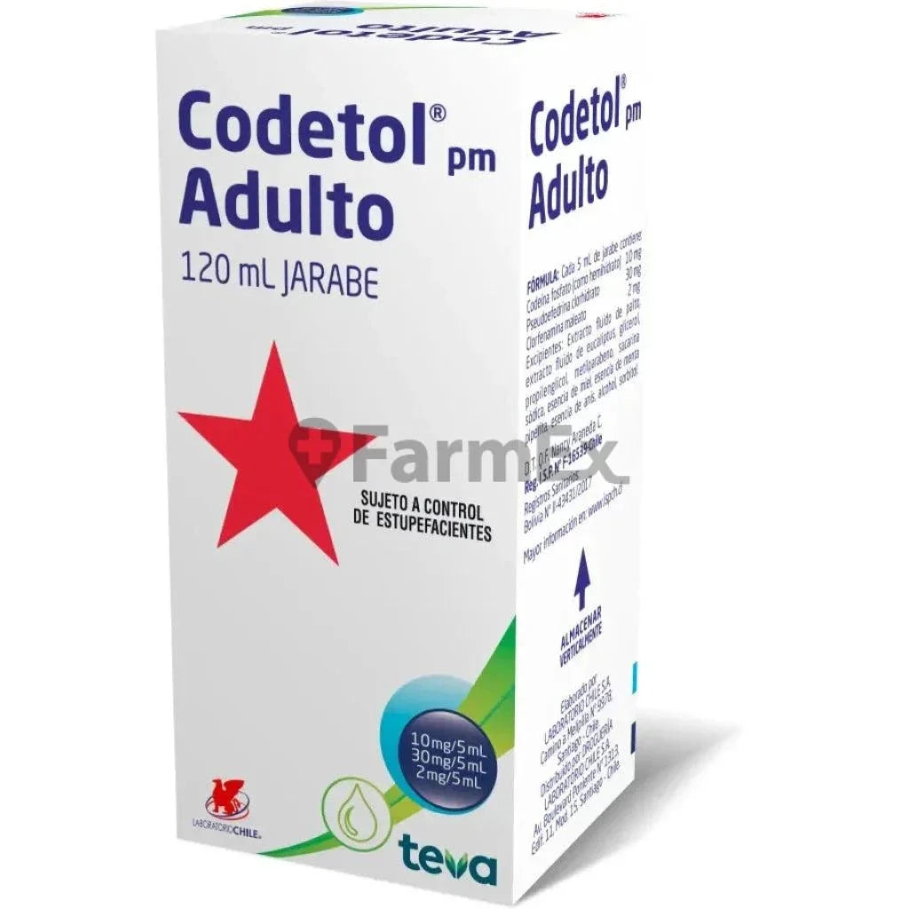 Codetol PM Adulto 10 mg - 30 mg - 2 mg / 5 mL x 120 mL.