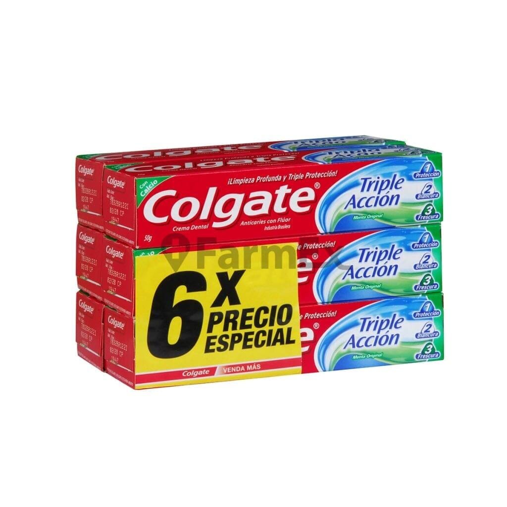 Colgate Triple Acción "Pack 6 x Precio Especial" x 50 g c/u. Farmex-Fonasa 