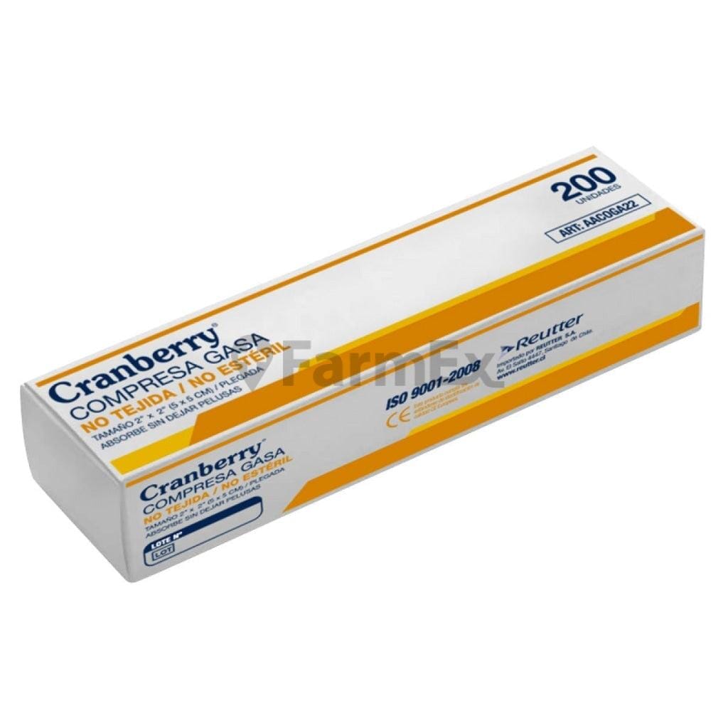 Cranberry Gasa No Tejida 5x5 cm x 200 unidades. Farmex-Fonasa 