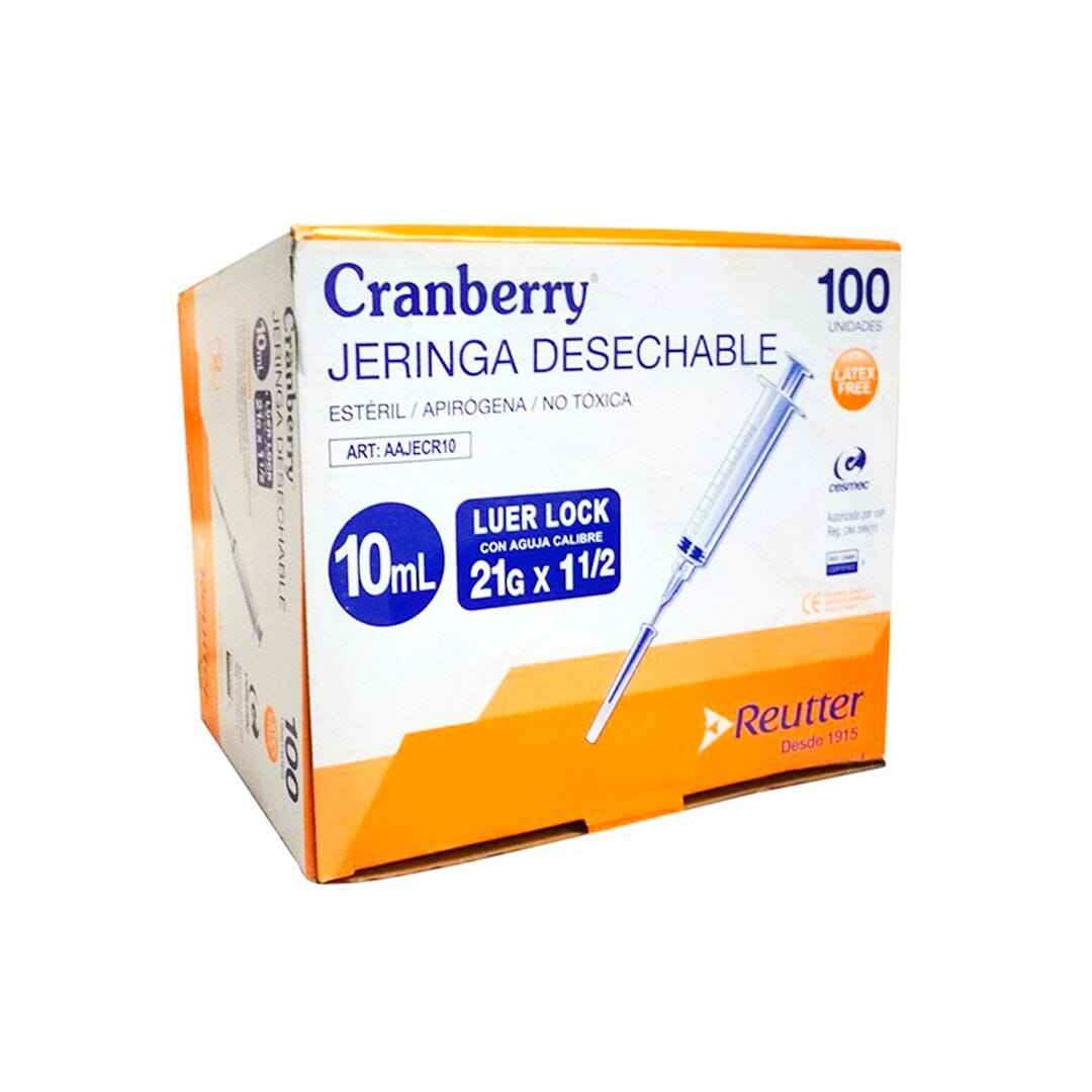 Cranberry jeringa 10 cc lock c/a 21 x 1 1/2 x Cranberry 