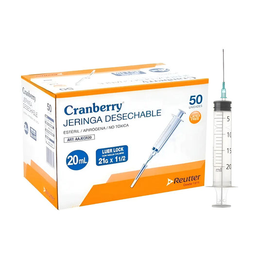 Cranberry Jeringa Desechable Luer Lock 21g X 1 1/2 X 20 mL REUTTER 