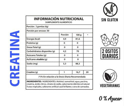 Creatina Monohidrato 100% x 60 gomitas Perfect Bear 