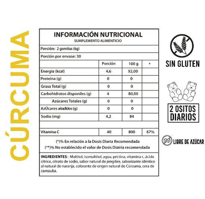 Cúrcuma con Vitamina C x 60 Gomitas Perfect Bear 