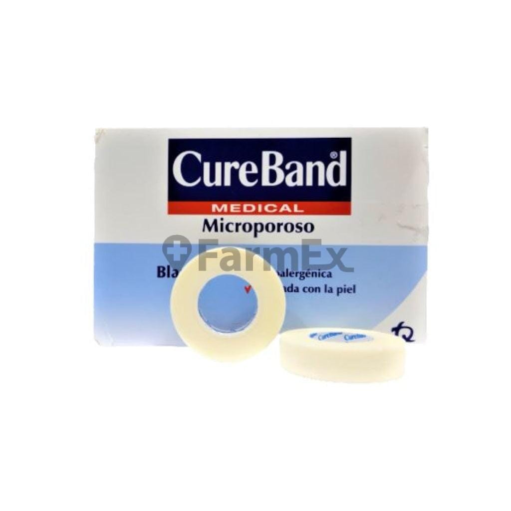 CureBand Tela Microporosa Blanca 1,25 cm x 9 m x 1 unidad Farmex-Fonasa-Persistente 