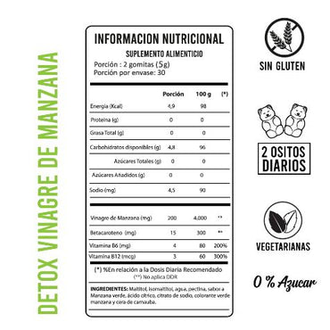 DETOX Vinagre de Manzana x 60 gomitas Perfect Bear 