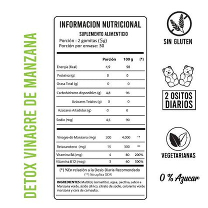 DETOX Vinagre de Manzana x 60 gomitas Perfect Bear 