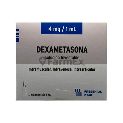 Dexametasona Sol. Iny. 4 mg / 1 mL x 10 ampollas "Ley Cenabast" Farmex-BanMedica-Persistente 