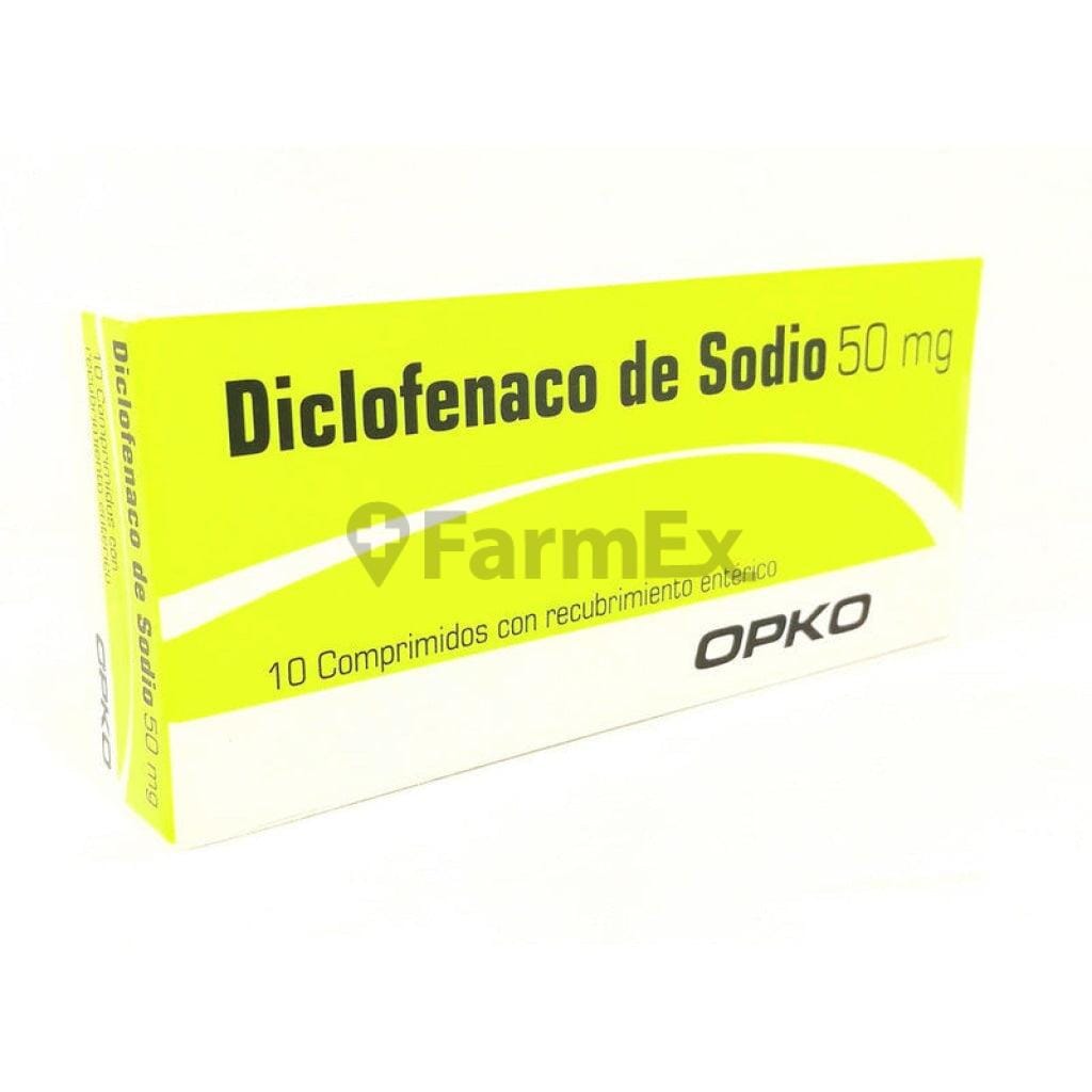 Diclofenaco sódico 50 mg x 10 comprimidos. Farmex-Fonasa 