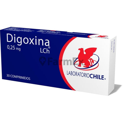 Digoxina 0,25 mg x 30 comprimidos "Ley Cenabast" Farmex-Pluxee-Persistente 