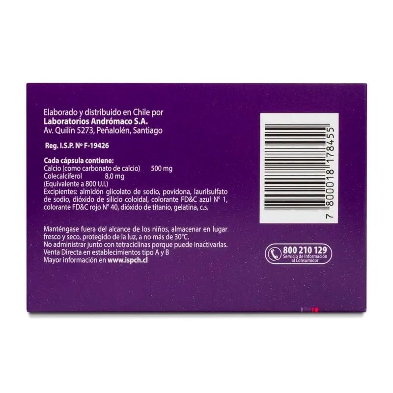 ELCAL D 500 / 800 mg Calcio + Vit. D3 x 60 cápsulas Farmex-Pluxee-Persistente 