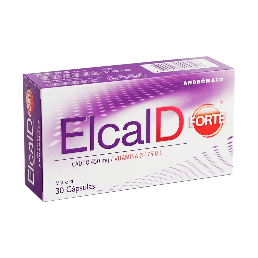 Elcal D Forte 450 mg x 30 cápsulas. Farmex-Yapp-Seguro-Guia 
