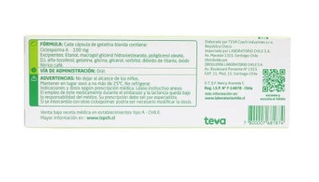 Equoral 100 mg x 50 cápsulas blandas "Ley Cenabast"