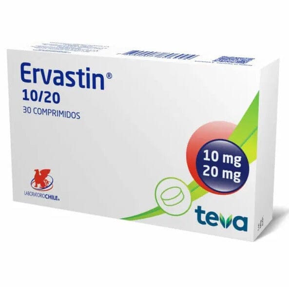 Ervastin 10/20 mg x 30 comprimidos.