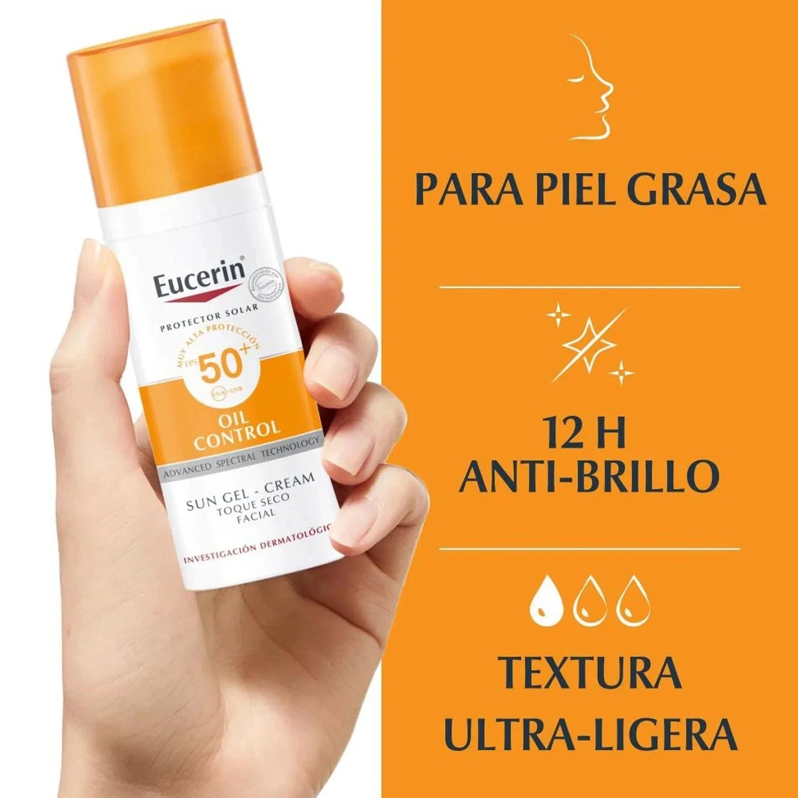 Eucerin Bloqueador Sun Oil Control Toque Seco 50 mL Farmex-Pluxee-Persistente 