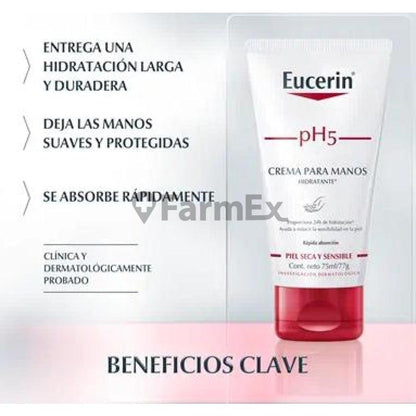 Eucerin pH 5 Crema Hidratante Para Manos x 75mL / 77g Farmex-Pluxee-Persistente 