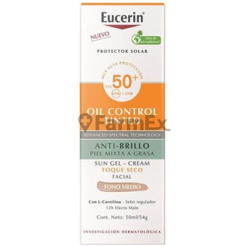 Eucerin protector solar "Oil control tinted" FPS 50+ x 50mL Farmex-Pluxee-Persistente 