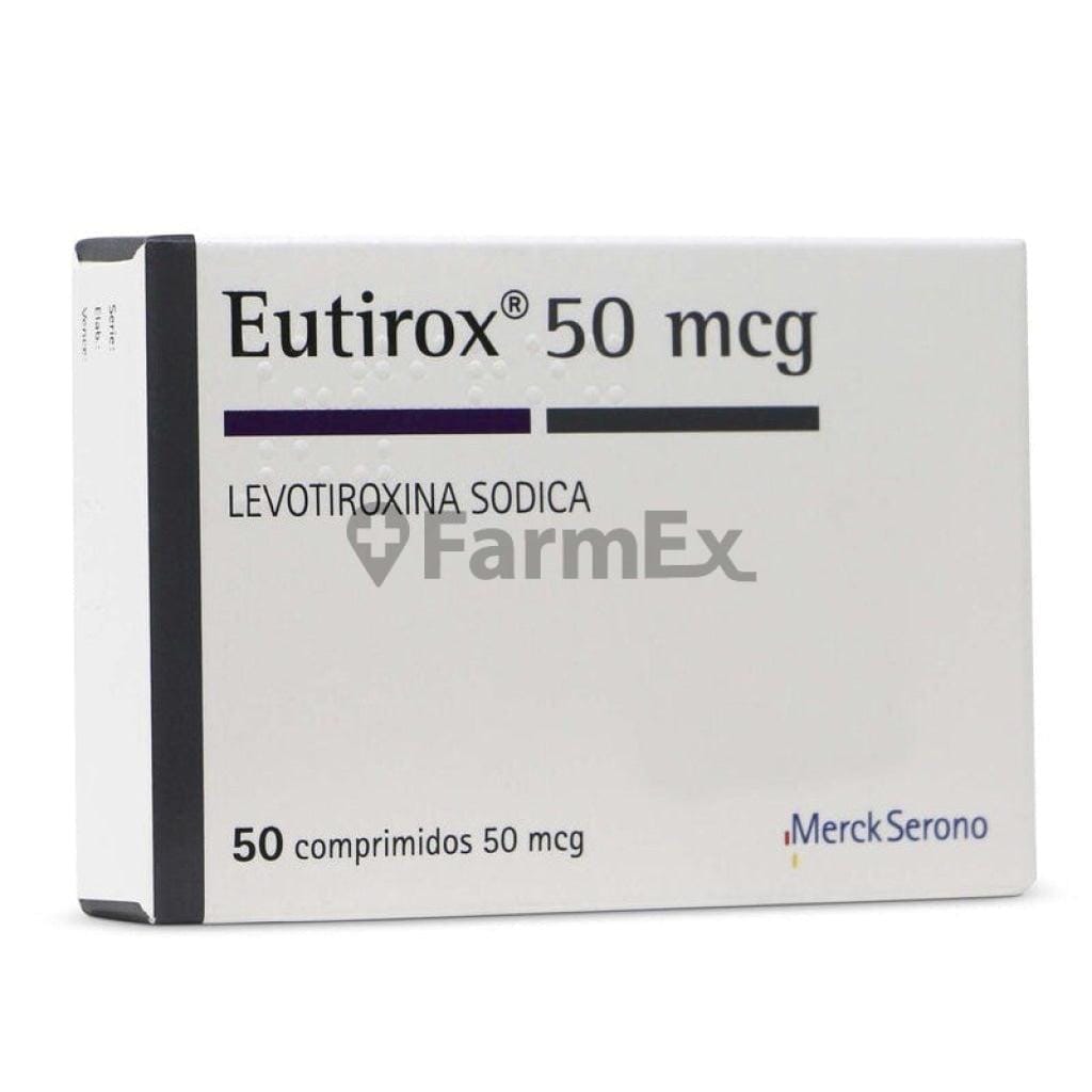 Eutirox 50 mcg x 50 comprimidos. Farmex-Yapp-Seguro-Guia 