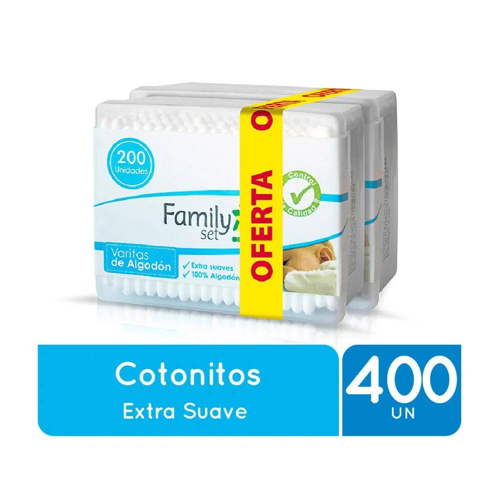 Family set Varitas de algodón oferta 2 x 200 unidades FAMILY- SET 