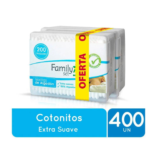 Family set Varitas de algodón oferta 2 x 200 unidades FAMILY- SET 