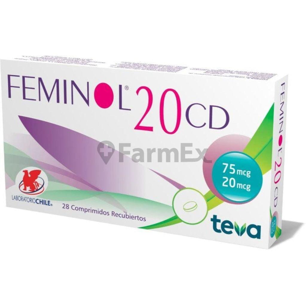Feminol 20 CD x 28 comprimidos susc-1 de 4 meses Farmex-Suscripciones-Persistente 