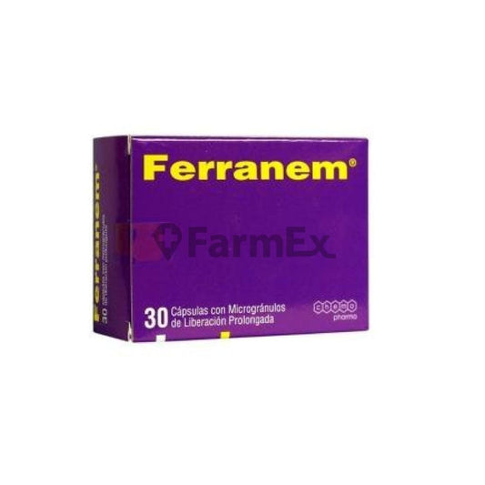 Ferranem x 30 cápsulas con Microgránulos de liberación prolongada Farmex-VidaTres-Persistente 