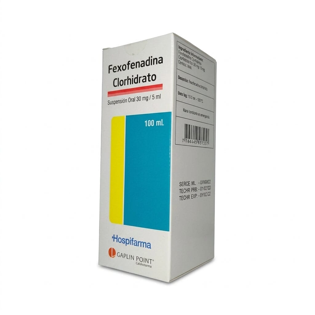 Fexofenadina Clorhidrato Suspensión Oral 30mg / 5mL X 100mL. Farmex-Fonasa 