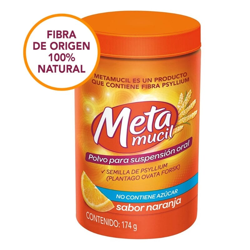 Metamucil Sabor Naranja Fibra Natural Soluble 174 g.