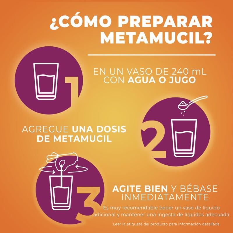 Fibra Natural Metamucil Soluble Sabor Naranja 174 g procter & Gamble 
