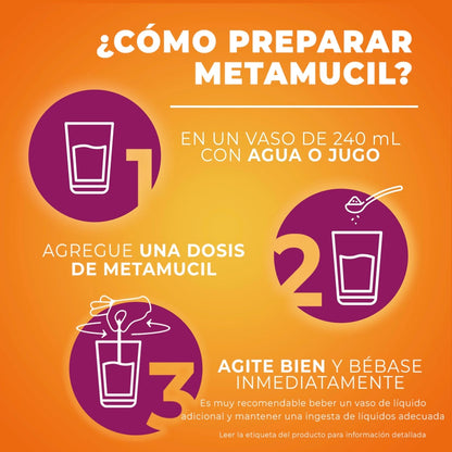 Fibra Natural Metamucil Soluble Sabor Naranja 425 g p&g 