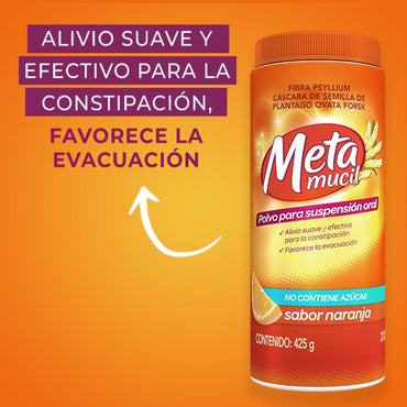 Fibra Natural Metamucil Soluble Sabor Naranja 425 g p&g 