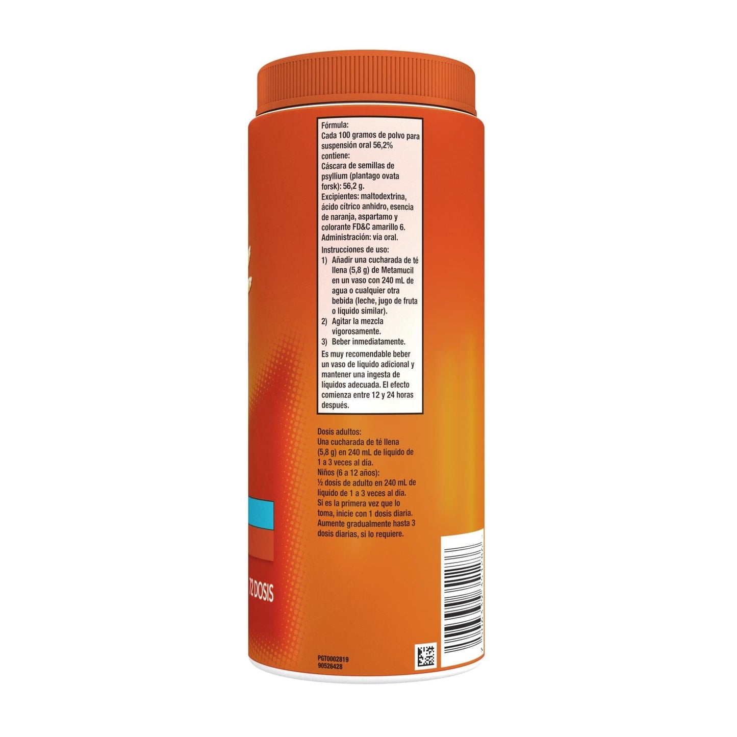 Fibra Natural Metamucil Soluble Sabor Naranja 425 g p&g 