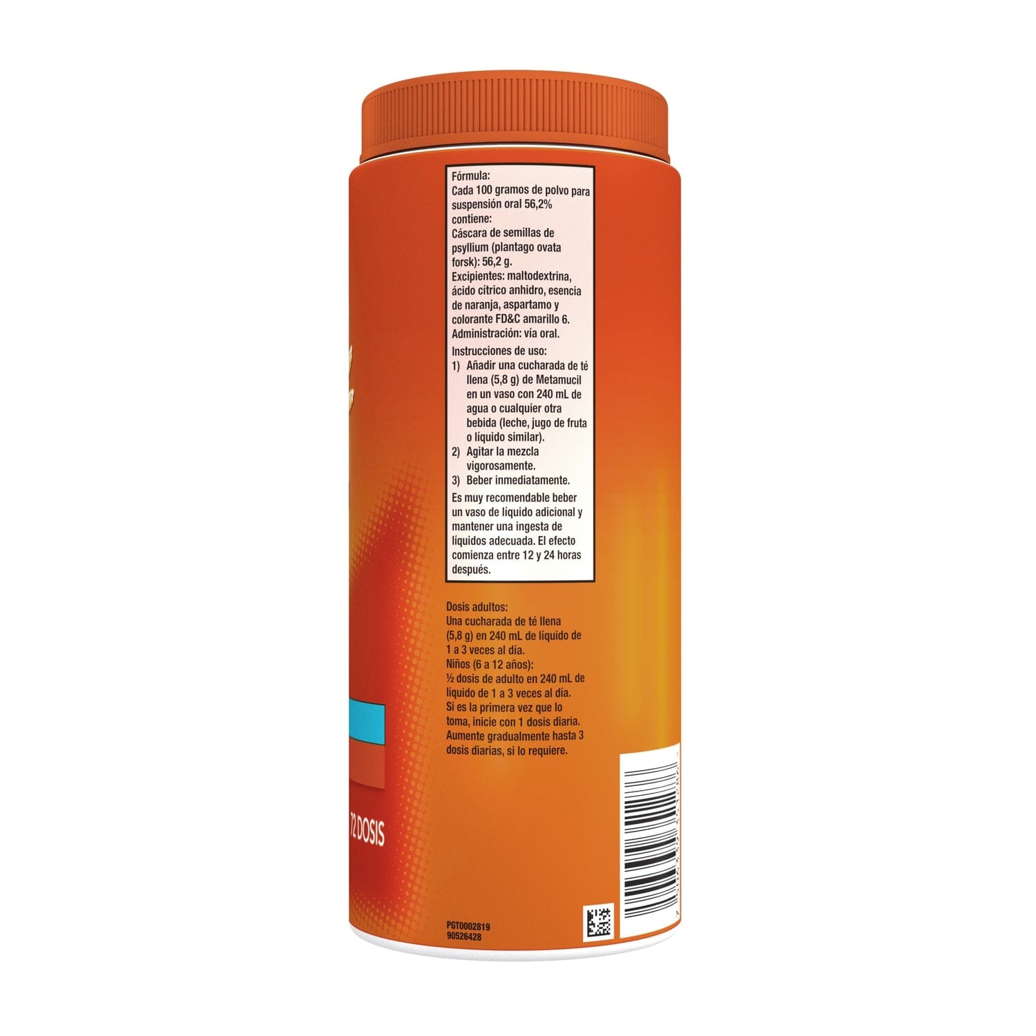 Fibra Natural Metamucil Soluble Sabor Naranja 425 g p&g 