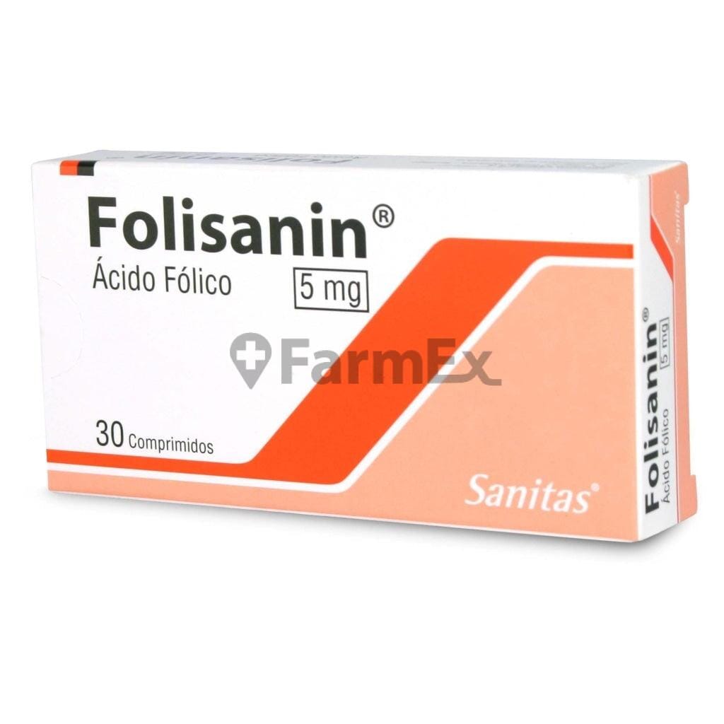 Folisanin 5 mg x 30 comprimidos. Farmex-Yapp-Programa-Boleta 
