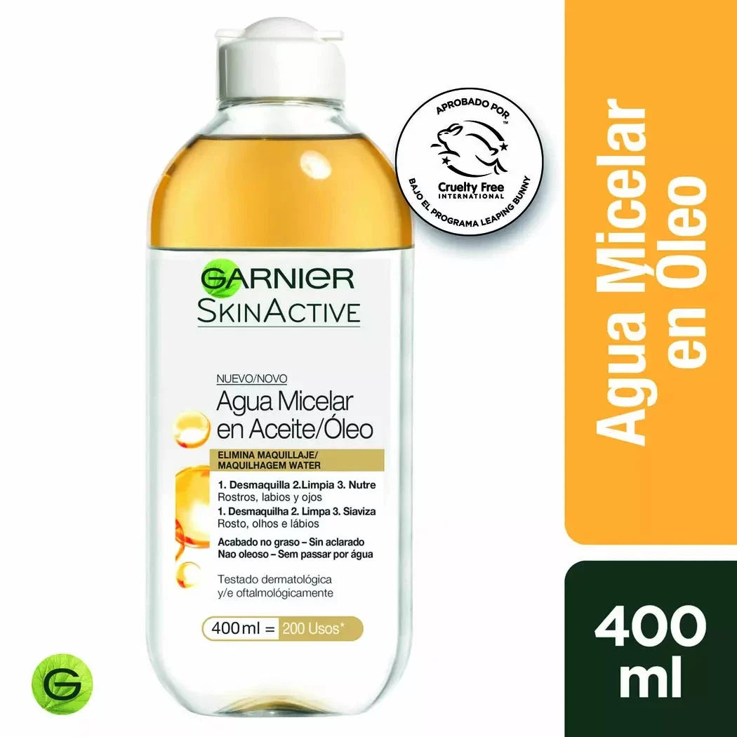 Garnier SkinActive Agua micelar en Aceite x 400 mL.