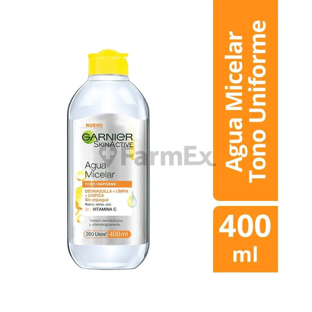 Garnier SkinActive Agua micelar "Tono uniforme" x 400 mL Farmex-Pluxee-Persistente 