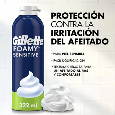 Gillette Foamy Espuma De Afeitar Piel Sensible 322Ml (312G) P&G 
