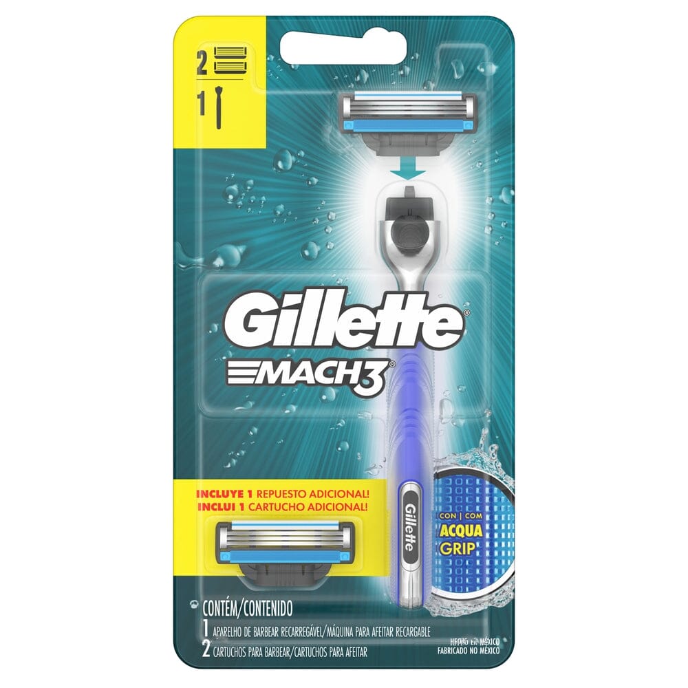 Gillette Mach 3 Pack Máquina Afeitar + 2 Cartuchos.