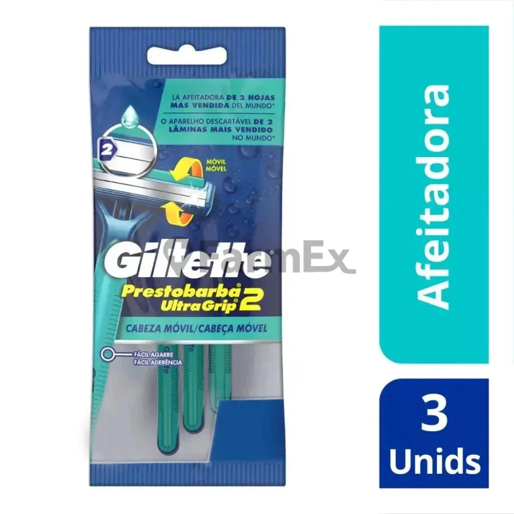 Gillette prestobarba 2 "UltraGrip" x 3 unidades Farmex-Pluxee-Persistente 