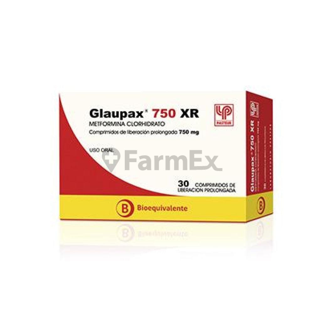 Glaupax 750 XR x 30 comprimidos. Farmex-Fonasa 