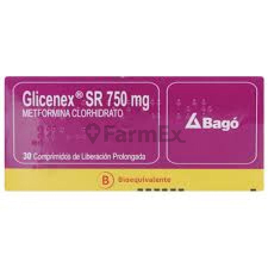 Glicenex SR 750 mg x 30 comprimidos Farmex-MiaHealth-Persistente 