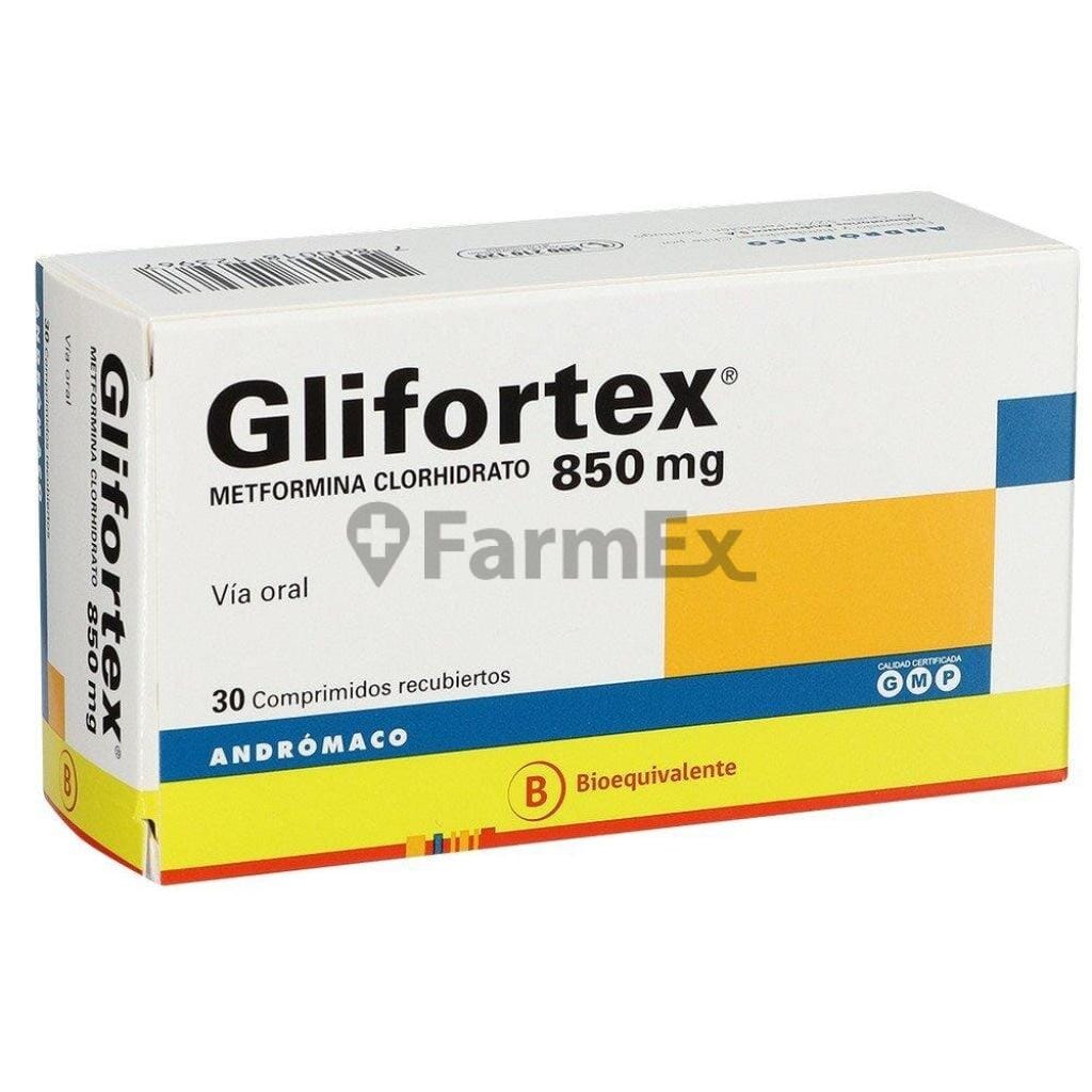 Glifortex Metformina 850 mg x 30 comprimidos Farmex-Pluxee-Persistente 