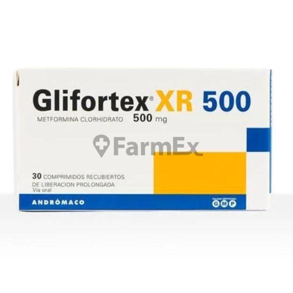 Glifortex XR Metformina 500 mg x 30 comprimidos Farmex-BanMedica-Persistente 