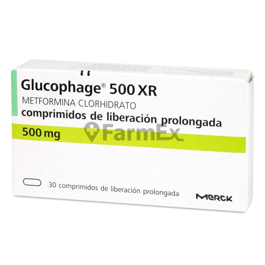 Glucophage XR 500 mg x 30 comprimidos Farmex-MiaHealth-Persistente 