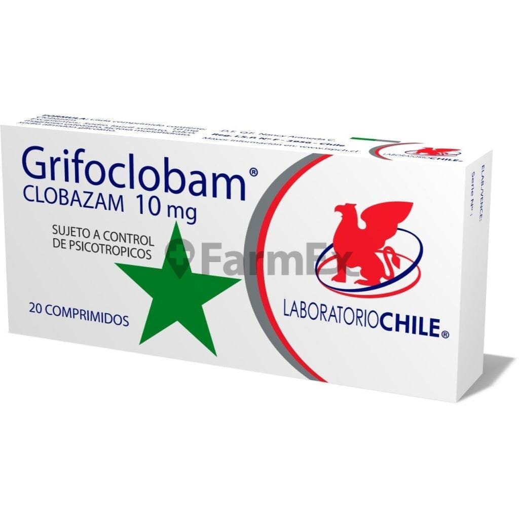Grifoclobam 10 mg x 20 comprimidos (Venta solo en Sucursal) Farmex-Chile Salud-Persistente 