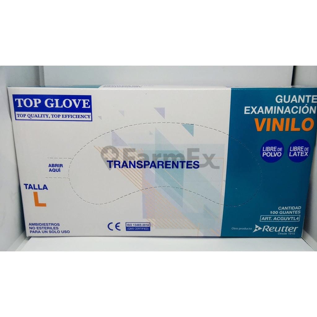 Guantes de Vinilo Talla L x 100 unidades cada caja Farmex-VidaTres-Persistente 