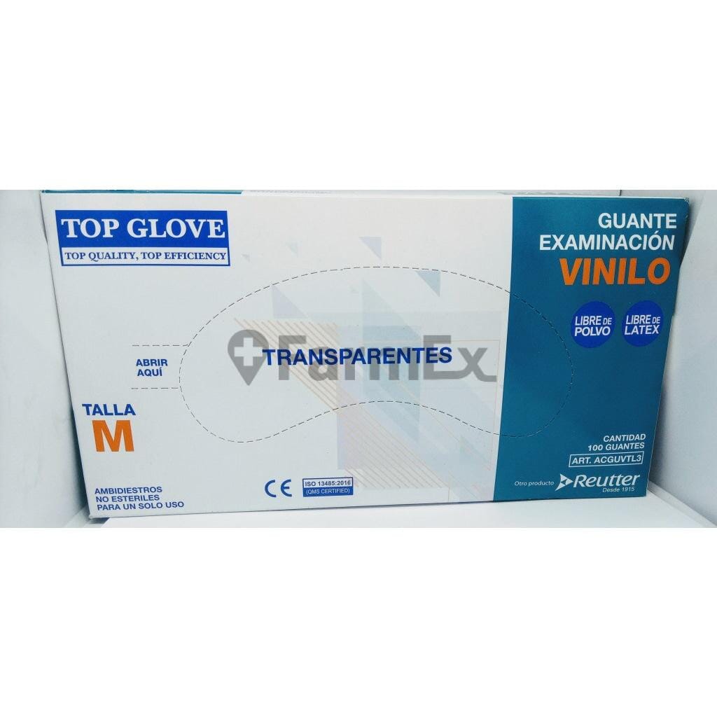 Guantes de Vinilo Talla M x 100 unidades cada caja Farmex-VidaTres-Persistente 