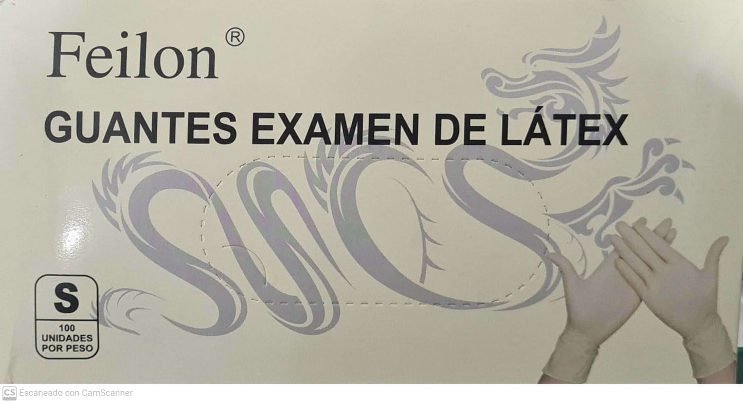 Guantes examen de Latex "Talla S" Caja x 100 unidades (vencimiento diciembre 2023) Heey 