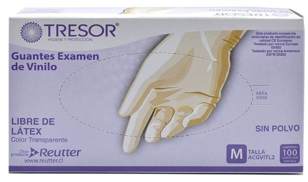 Guantes Examen Vinilo Talla M x 100 unidades REUTTER 