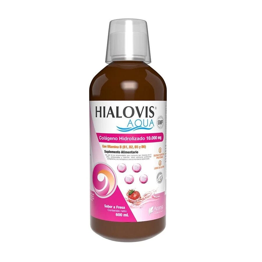 Hialovis Aqua Colágeno Hidrolizado 10.000 mg + Complejo B (4 Vit.) Sabor Frutilla Solución Oral 600 mL Arama - Opko.