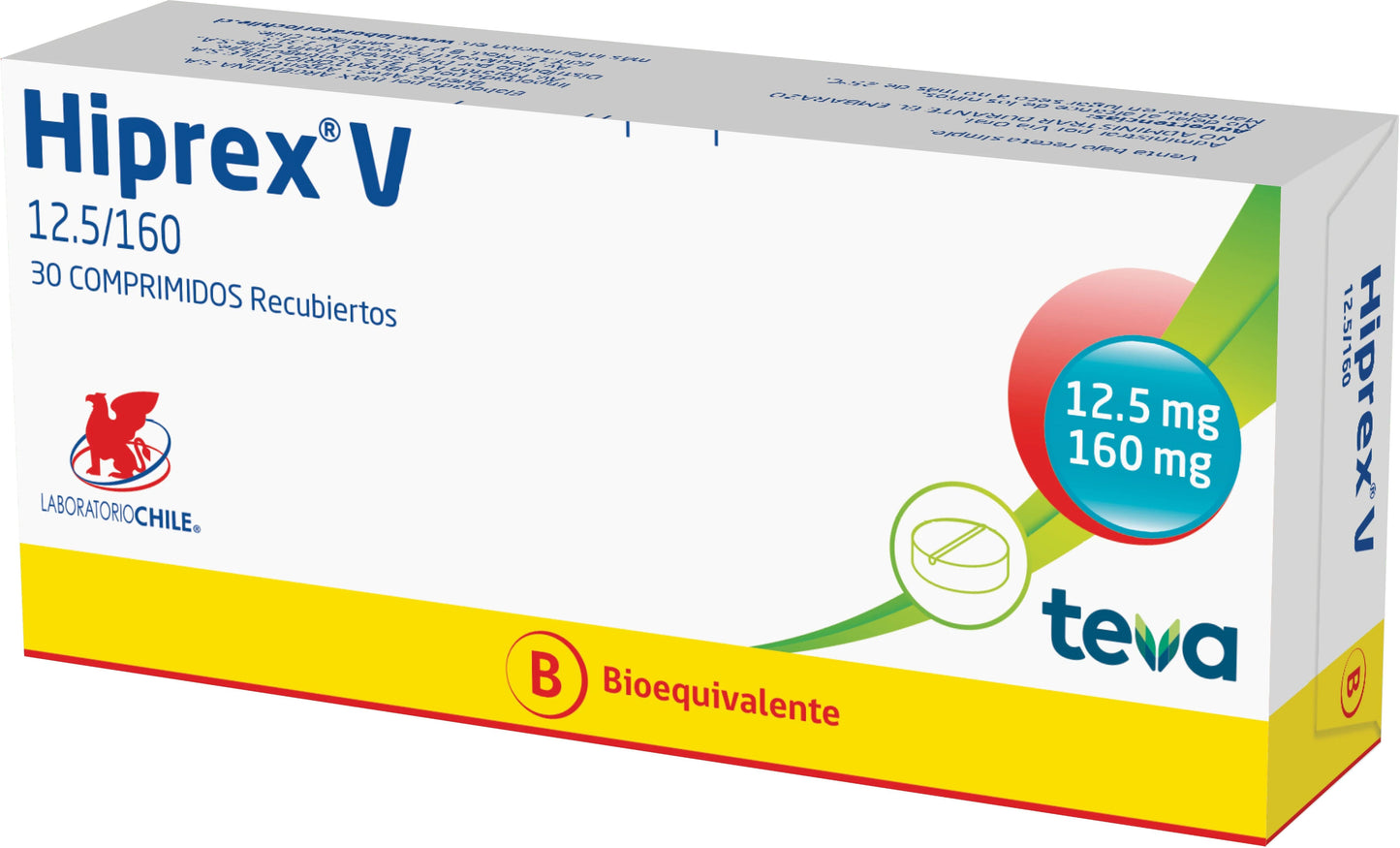 Hiprex V 12,5/160 mg x 30 Comprimidos Recubiertos. Farmex-Yapp-Programa-Boleta 